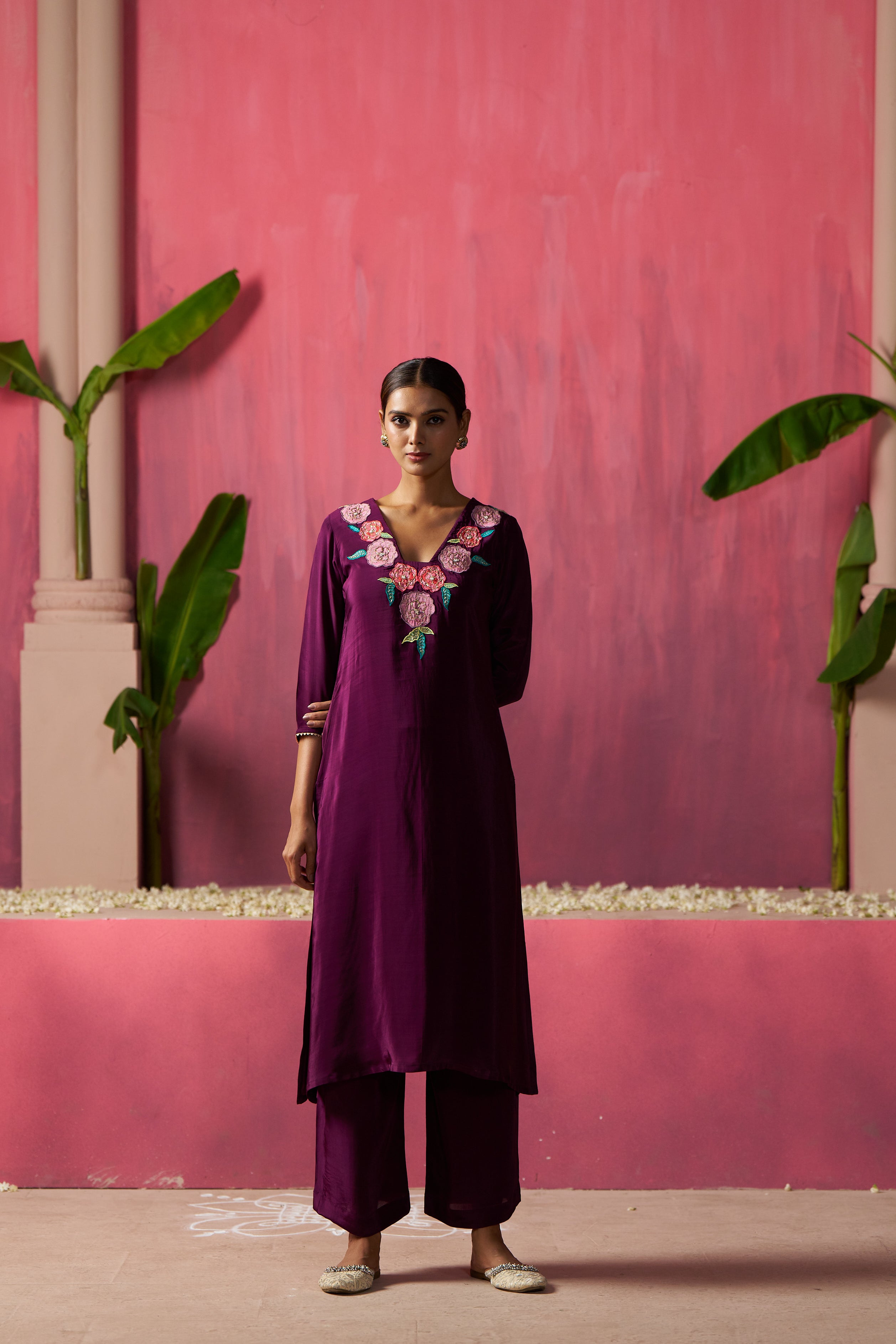 Mulberry Purple 3 Picec Suit With Printed Dupatta